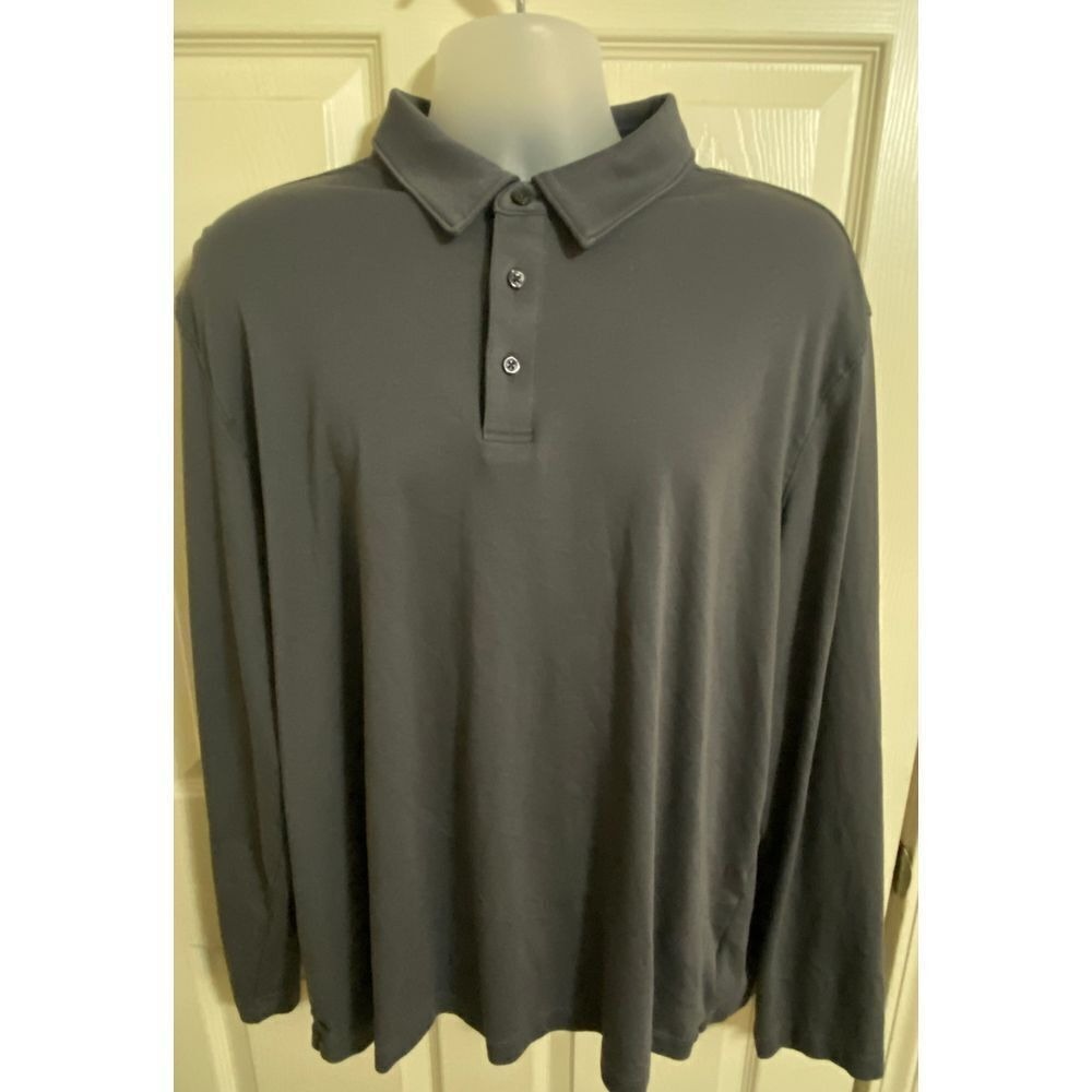 UNTUCKit Men's 2XL Damaschino Placket‎  Long Sleeve Gray Polo Shirt Business